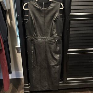 EUC Spanx Faux Leather and Ponte Knit Midi Dress, Black Size Large